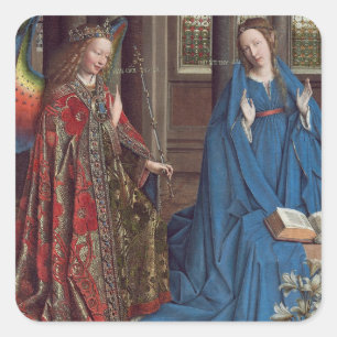 The Annunciation, c. 1434- 36 (oil on canvas) Square Sticker