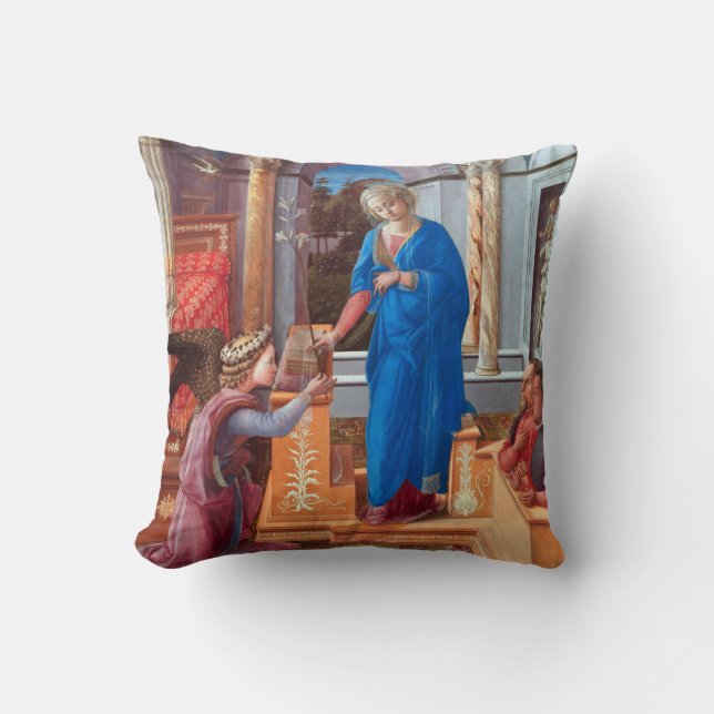 The Annunciation, Filippo Lippi, 1440 Throw Pillow (Front)