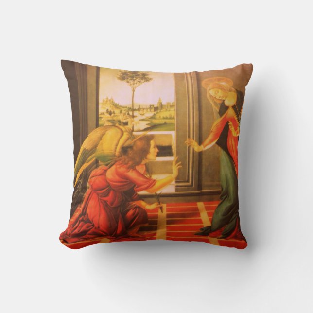 The Annunciation - La Anunciación Throw Pillow (Front)