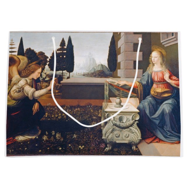 The Annunciation, Leonardo da Vinci, 1472–1473 Large Gift Bag (Front)