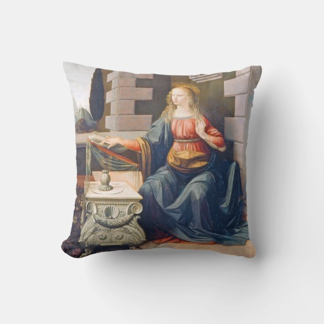 The Annunciation, Leonardo da Vinci, 1472–1473 Throw Pillow (Front)