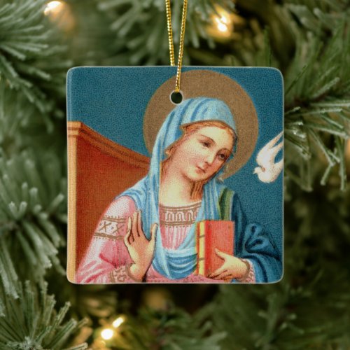 The Annunciation  Mary front and Gabriel back Ceramic Ornament