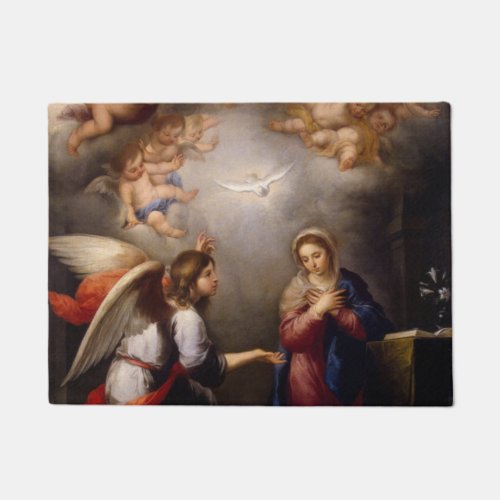 The Annunciation Murillo Of Blessed Virgin Angels Doormat