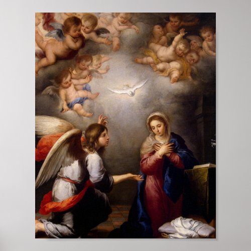 The Annunciation Murillo Of Blessed Virgin Angels Poster