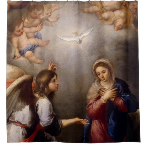 The Annunciation Murillo Of Blessed Virgin Angels Shower Curtain