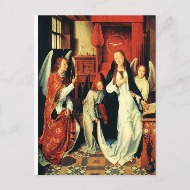 The Annunciation of Virgin Mary by Hans Memling Postcard (Front)