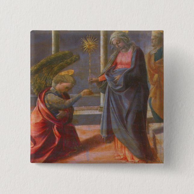 The Annunciation (predella of the Barbadori Altarp Pinback Button (Front)