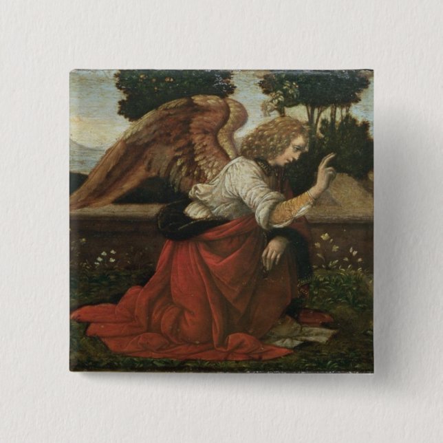 The Annunciation, predella panel from an altarpiec Pinback Button (Front)