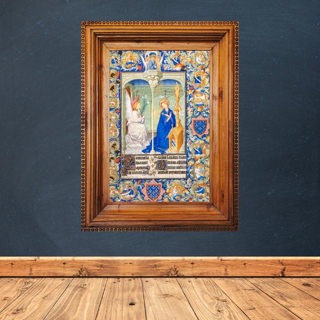 The Annunciation Virgin Mary Medieval Illumination Poster (The Annunciation Medieval Illuminated Manuscript Catholic Christian Poster)