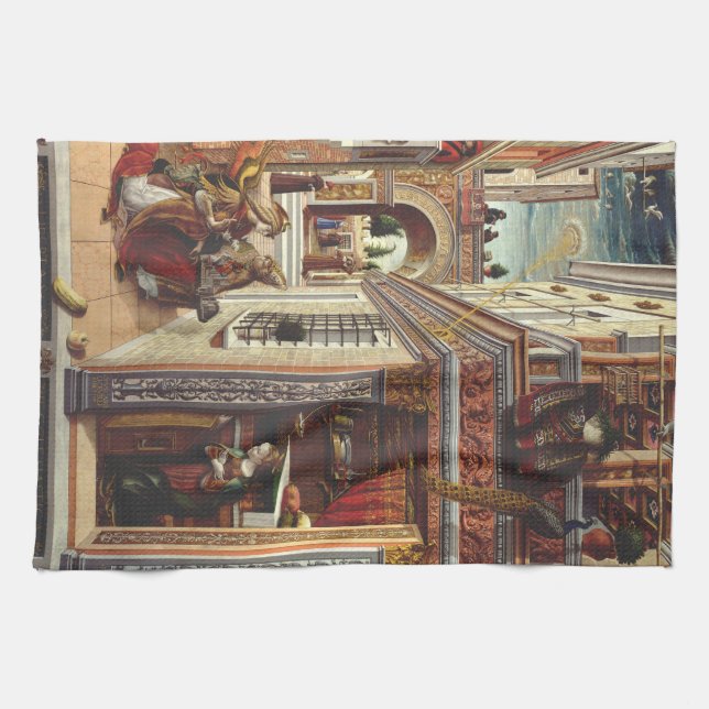 The Annunciation, with Saint Emidius Kitchen Towel (Horizontal)