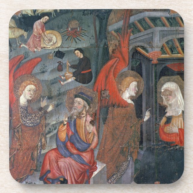 The Annunciation with Shepherds Making Cheese in t Beverage Coaster (Front)