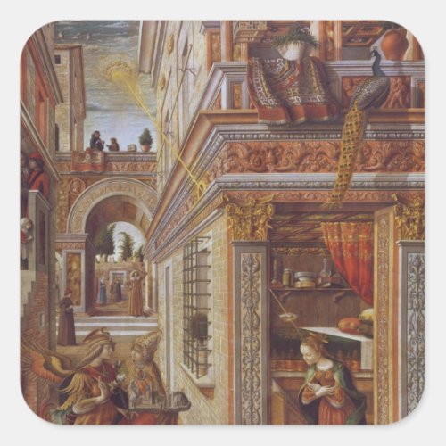 The Annunciation with St Emidius 1486 Square Sticker