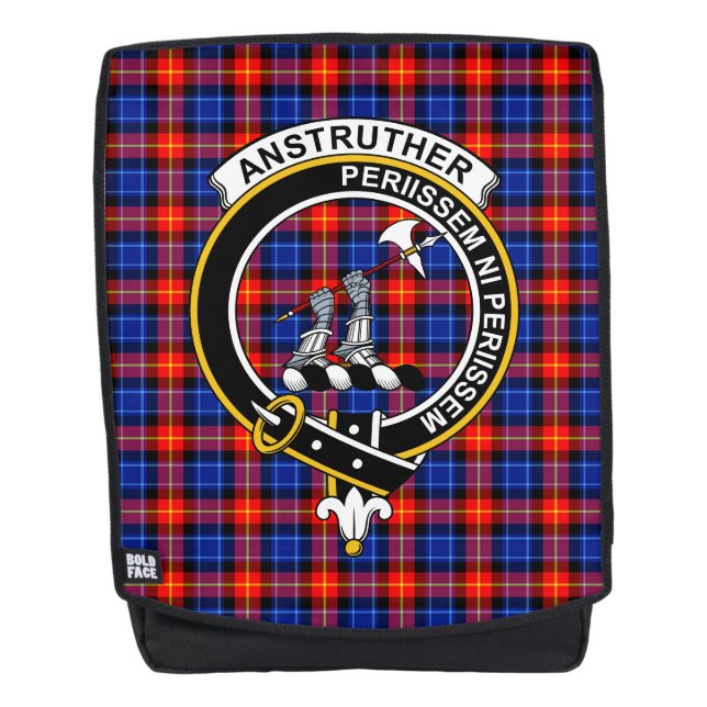 The Anstruther Clan Crest Tartan Plaid Backpack (Front)