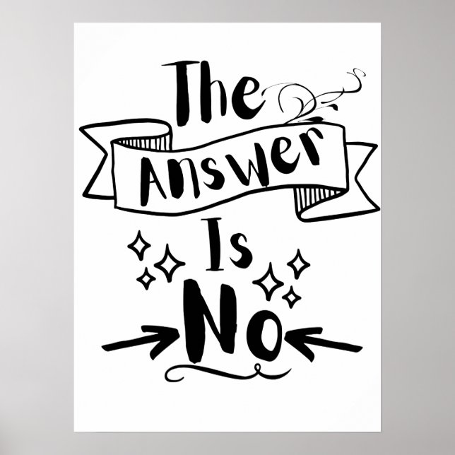 The Answer Is No Funny Quote Poster (Front)
