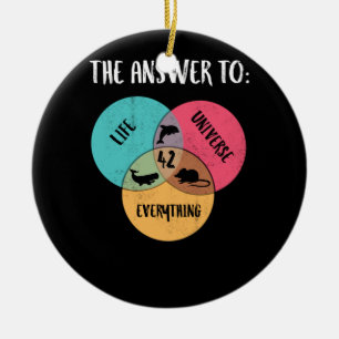 The Answer To Life Universe Everything Dolphin Ceramic Ornament