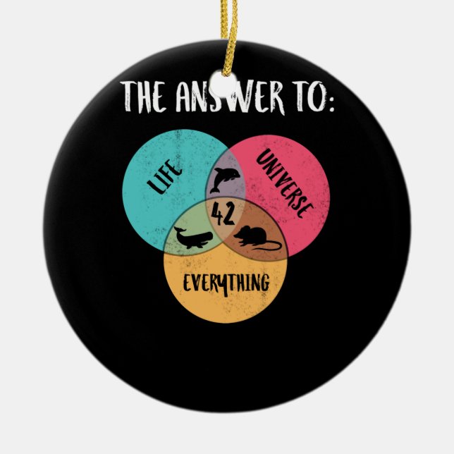 The Answer To Life Universe Everything Dolphin Ceramic Ornament (Front)
