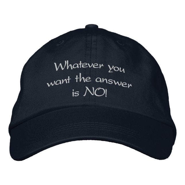"The Answer's Always NO!" fitted baseball cap (Front)