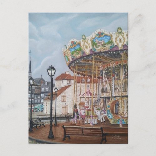 The Antique Carousel in Honfleur Normandy France Postcard