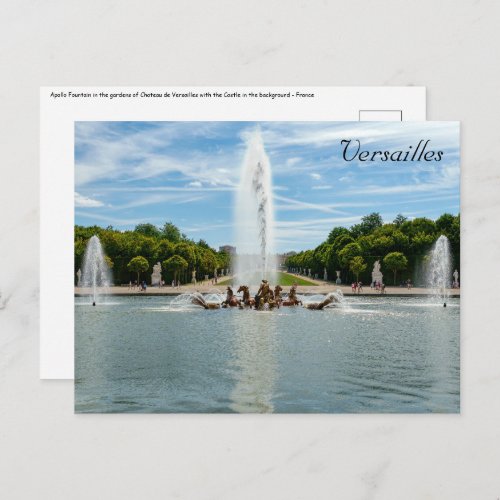 The Apollo Fountain in the gardens of Versailles Postcard