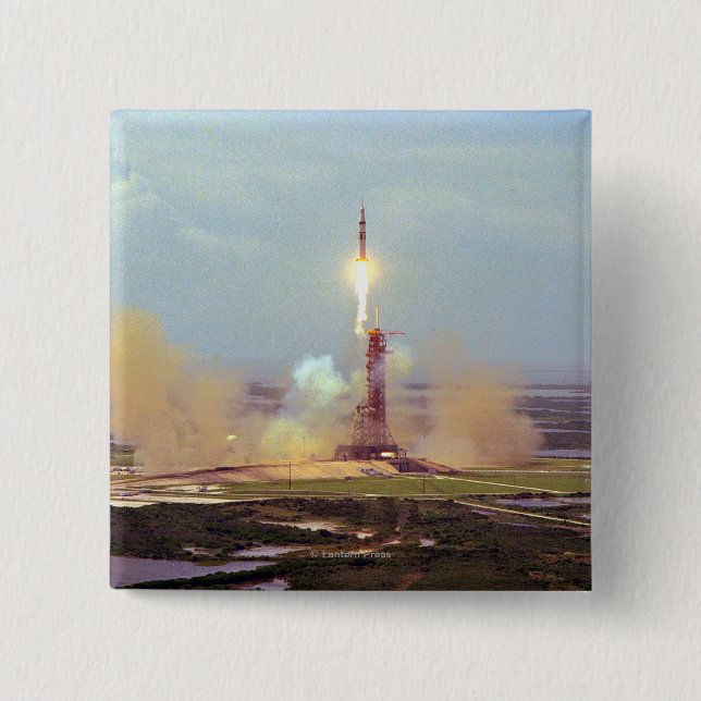 The Apollo Soyuz Test Project Saturn IB Launch Pinback Button (Front)