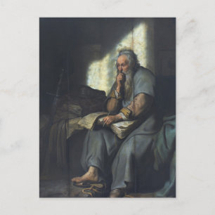 The Apostle Paul in Prison by Rembrandt Holiday Po Postcard