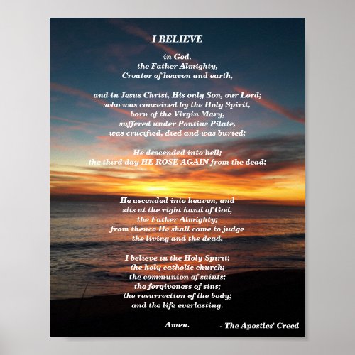 The Apostles Creed Christian Statement of Faith Poster