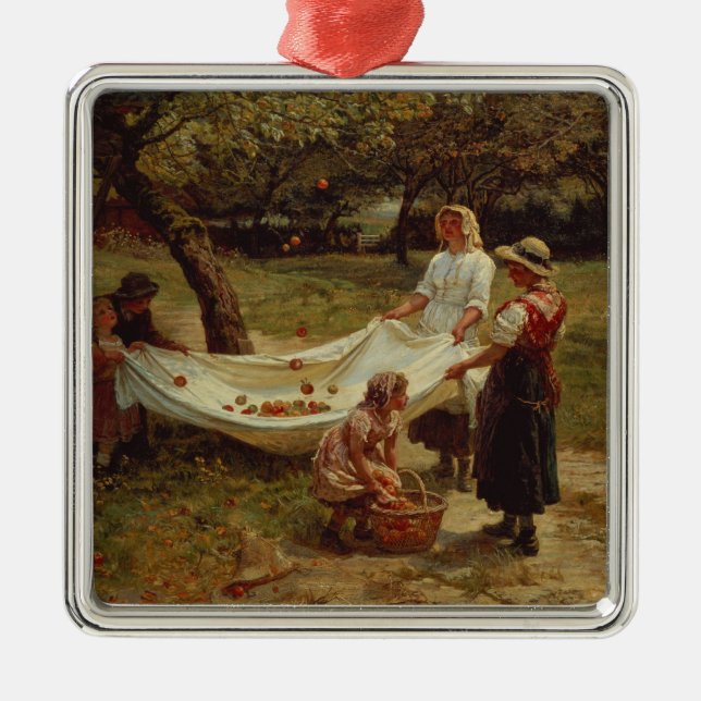The Apple Gatherers, 1880 Metal Ornament (Front)