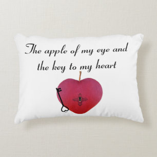 The apple of my eye and the key to my heart accent pillow
