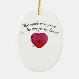 The apple of my eye and the key to my heart ceramic ornament