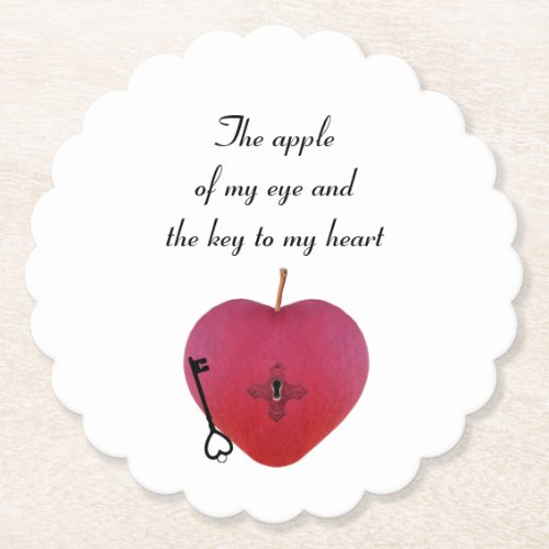 The apple of my eye and the key to my heart paper coaster