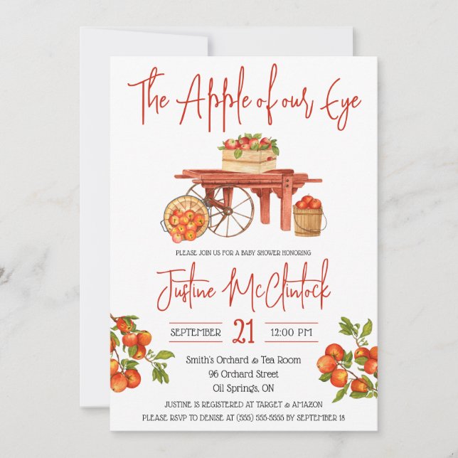 The Apple of our Eye!  Apple Baby Shower Invitation (Front)