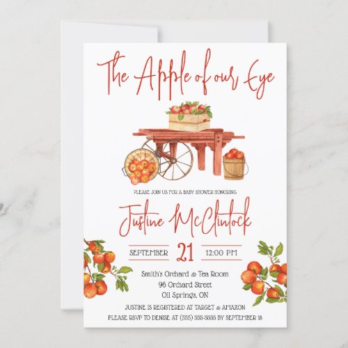 The Apple of our Eye  Apple Baby Shower Invitation