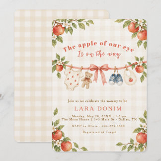 The Apple of our Eye Autumn Fall Baby girl Shower Invitation