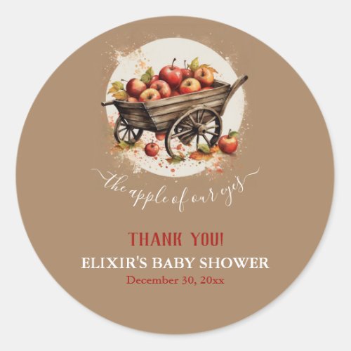 The Apple Of Our Eye Baby Shower Classic Round Sticker