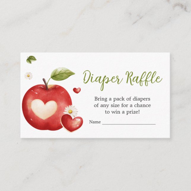 The Apple of our Eye Baby Shower Diaper Raffle Enclosure Card (Front)