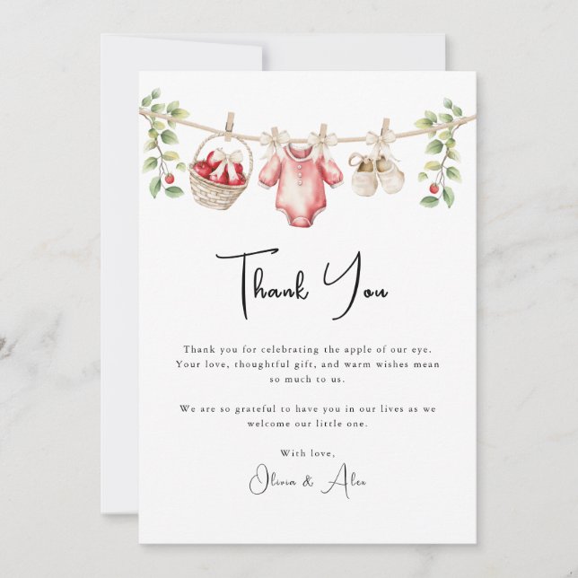 The Apple of Our Eye Baby Shower Thank You  Card (Front)