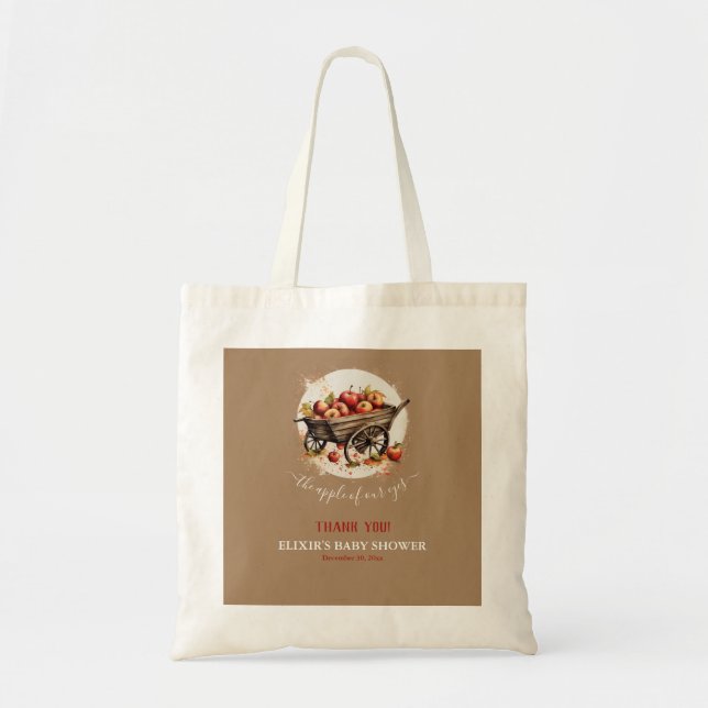 The Apple Of Our Eye Baby Shower Tote Bag (Front)