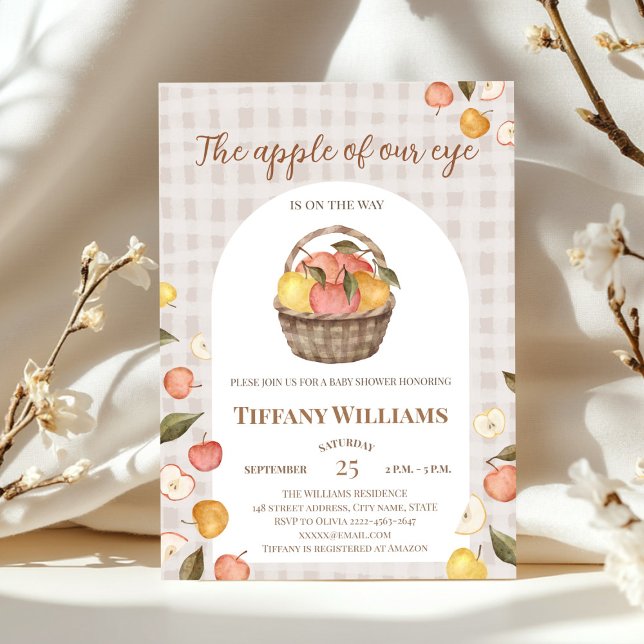 The Apple of Our Eye basket fall Baby Shower Invitation (The apple of our eye autumn fall baby shower rustic invitation )