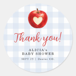 The apple of our eye boy baby shower favor classic round sticker