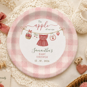 The Apple Of Our Eye clothesline dusty rose Paper Plates