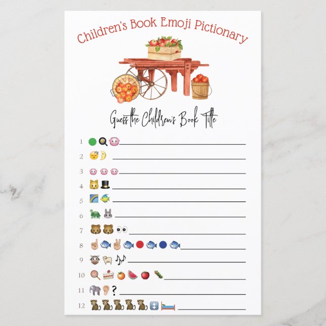 The Apple of our Eye Emoji Baby Shower Game (Front)
