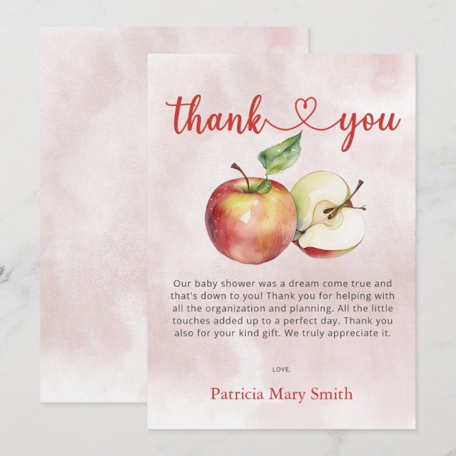 The Apple of our Eye Fall Baby Shower  Thank You Card (Front/Back)