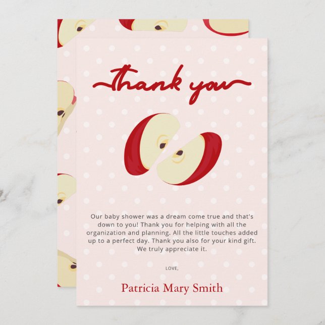 The Apple of our Eye Fall Baby Shower  Thank You Card (Front/Back)