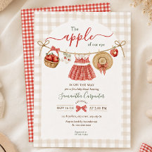 The Apple Of Our Eye Fall red gingham Baby Shower
