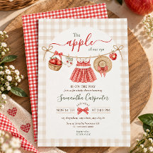 The Apple Of Our Eye Fall red gingham Baby Shower