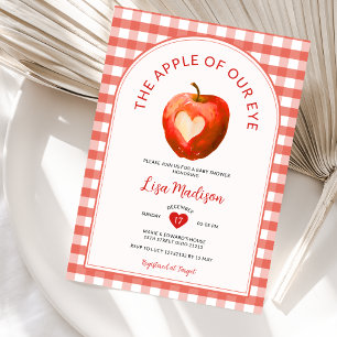 The Apple Of Our Eye Fall Red Gingham Baby Shower Invitation