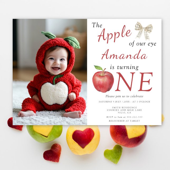 The apple of our eye First Birthday  Invitation (Creator Uploaded)