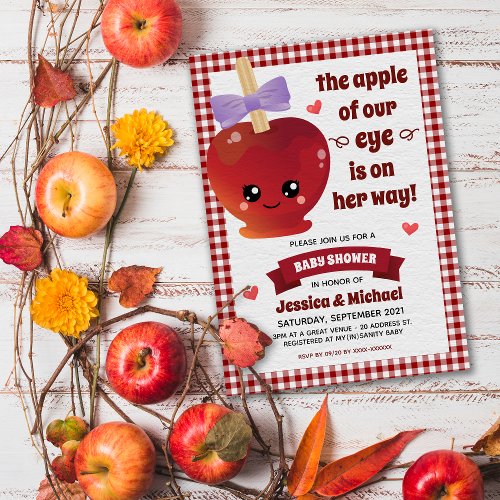 The Apple of Our Eye Girl Baby Shower Invitation