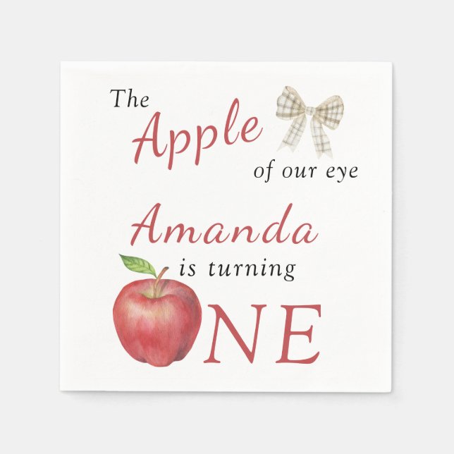 The Apple of our eye Kids Birthday Party  Napkins (Front)