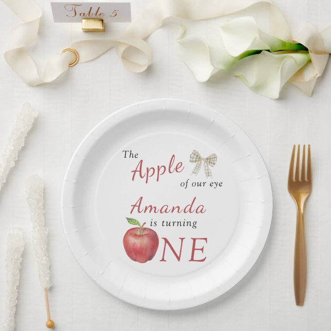 The Apple of our eye Kids Birthday Party  Paper Plates (Wedding)